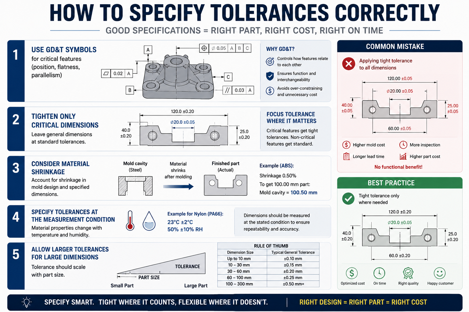 Injection molding tolerance chart