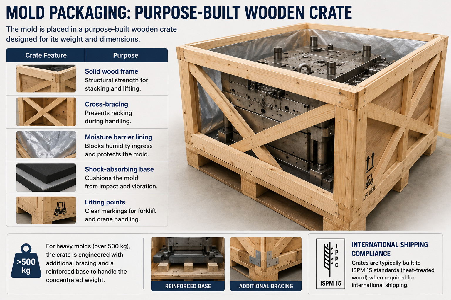 Wooden crate for mold transport
