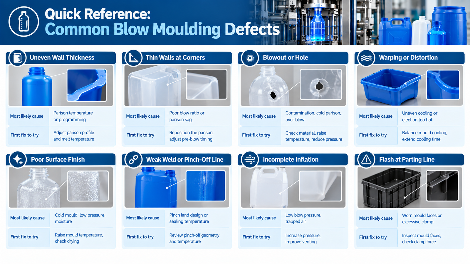 Common blow moulding defects on HDPE containers