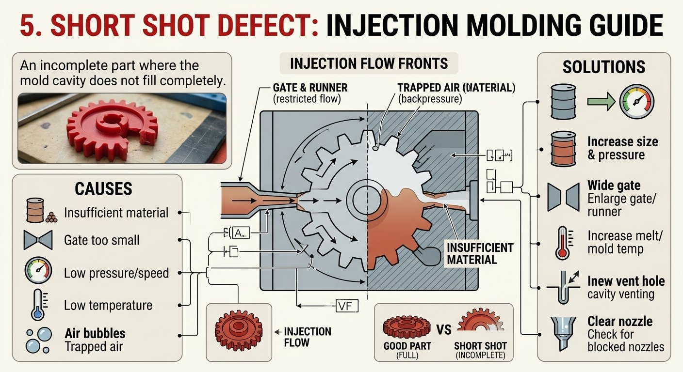 Short shot defect on molded part